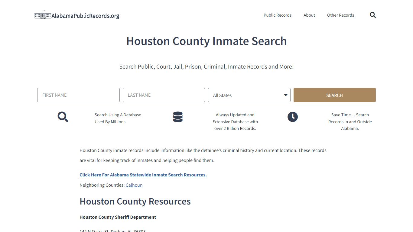 Houston County Inmate Search - Current & Past Jail Records